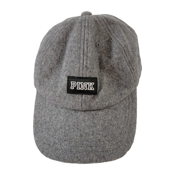 VICTORIAS SECRET Accessories - Victoria’s Secret “PINK” Gray Wool Baseball Cap Hat One Size Strap back W/logo